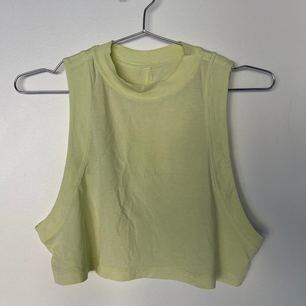 lululemon bright yellow/green cropped tank size 4